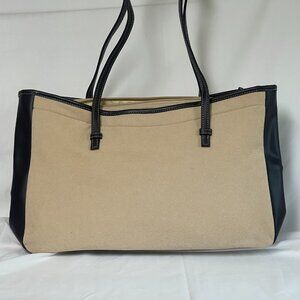 Lancome Suede Large Tote Bag - Beige & Dark Brown - New - 100% Authentic - Nice